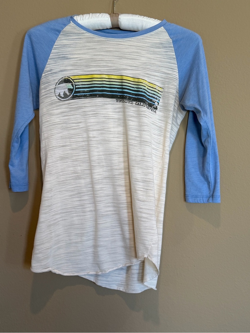 Women’s Yosemite NP Tee with Blue Sleeves and Striped Graphic